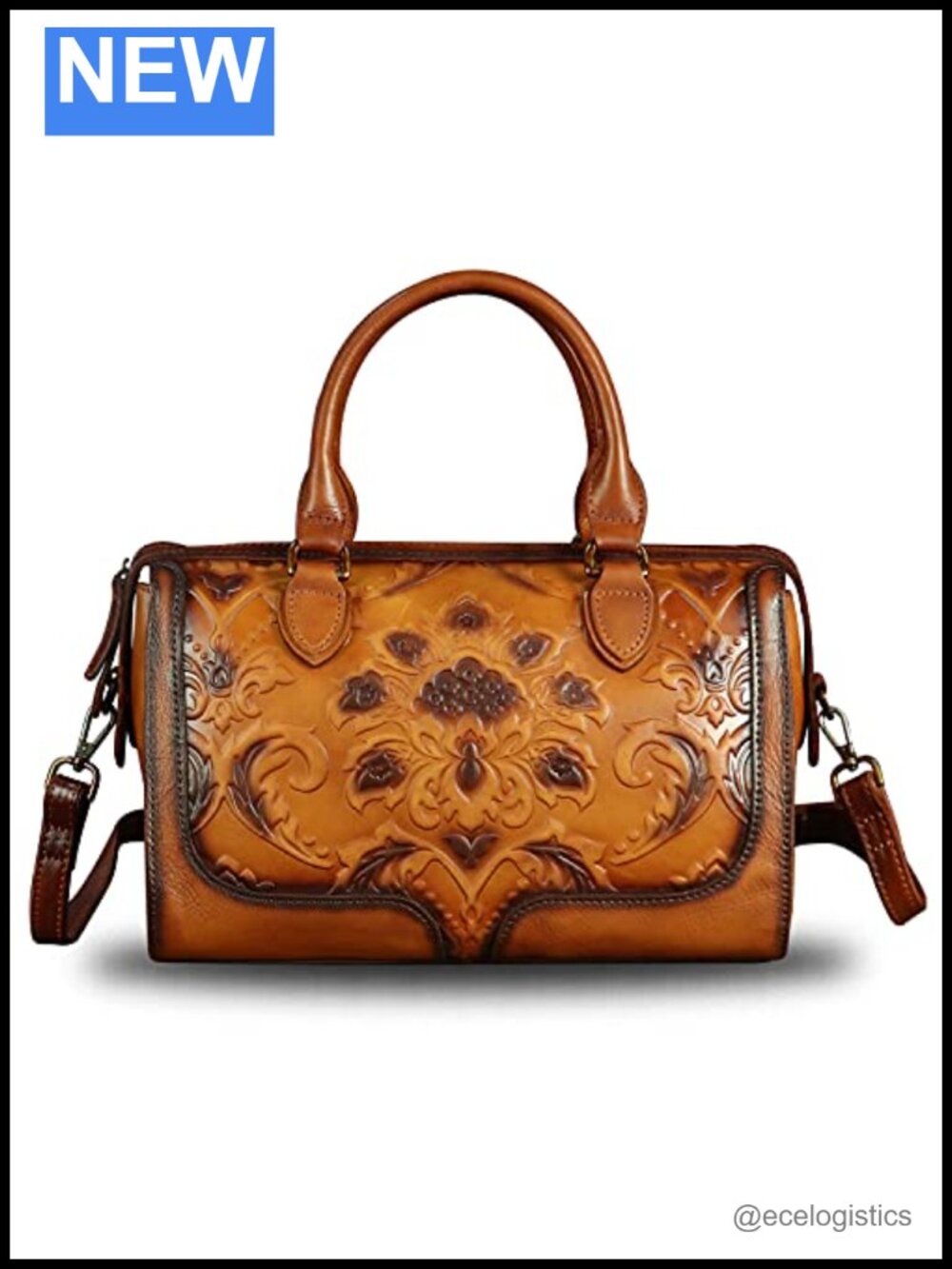 Genuine Leather Vintage Satchel Handbag Women Top Handle Crossbody Purse